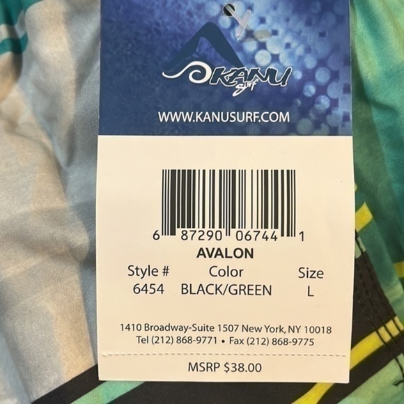 NWT - Kanu Surf Echelon men’s  Swim Trunks Avalon Black/Green,Large - Picture 4 of 4